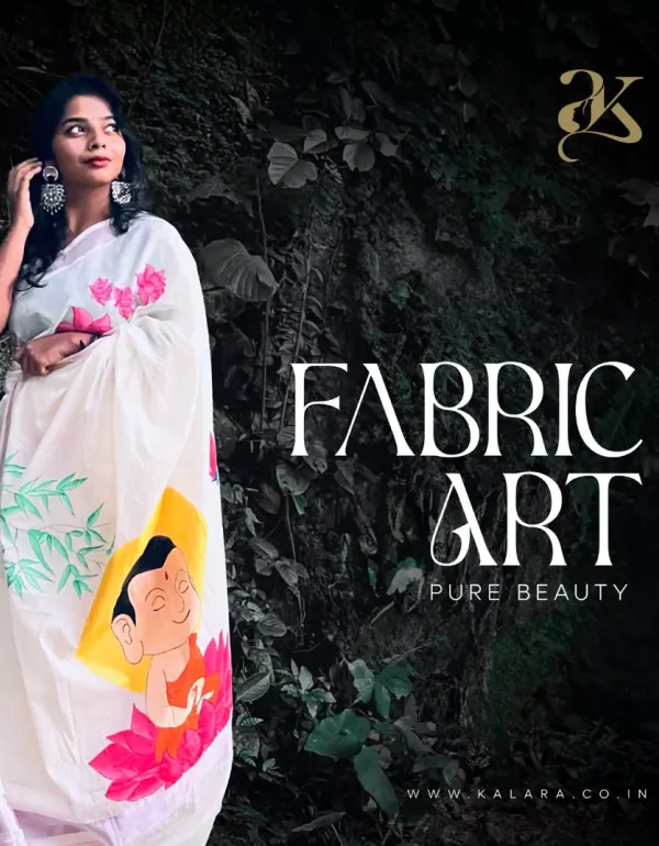 Budha Handpainted Kerala Saree – Rose Gold Border