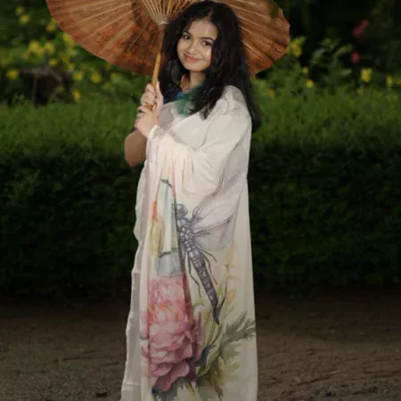 Dragonfly (Thumbi) Pallu Digital Printed Kerala Saree
