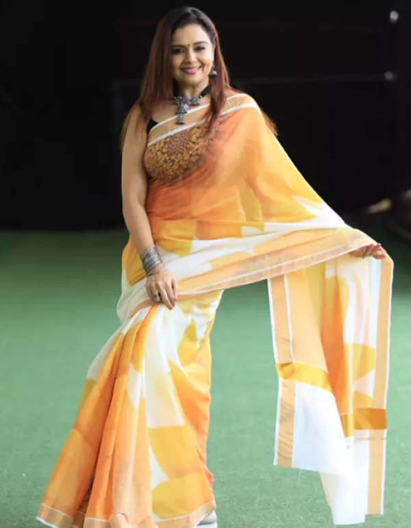 Sunflower Digital Printed Kerala Saree