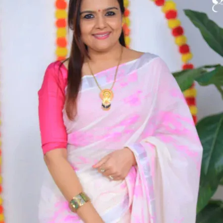 Tie-Dye Kerala Saree – Silver Border