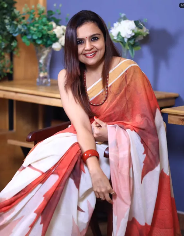Autum Leaves Digital Printed Kerala Saree