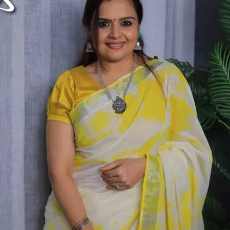 Tie die Kerala Saree silver border