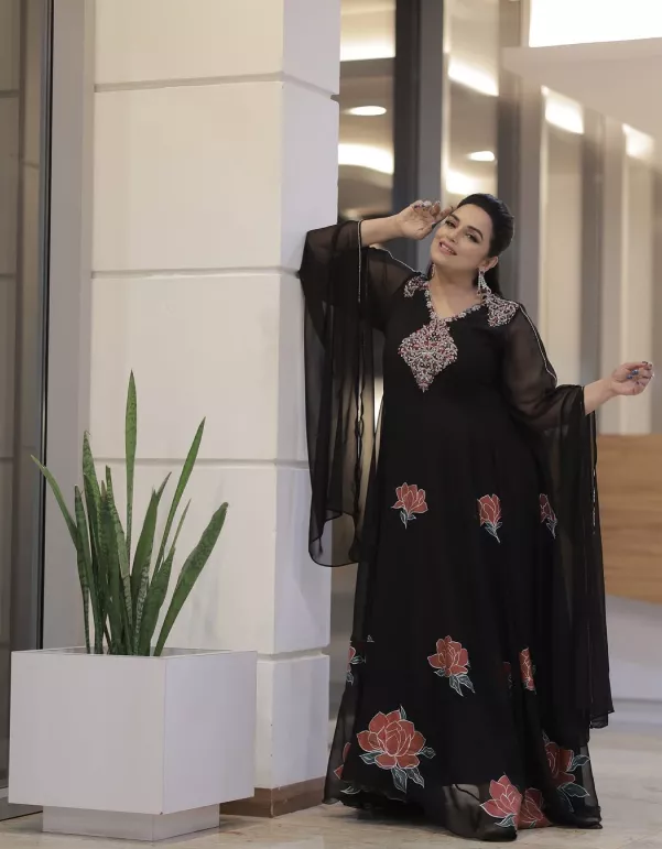 Black Handpainted & Handworked Dress