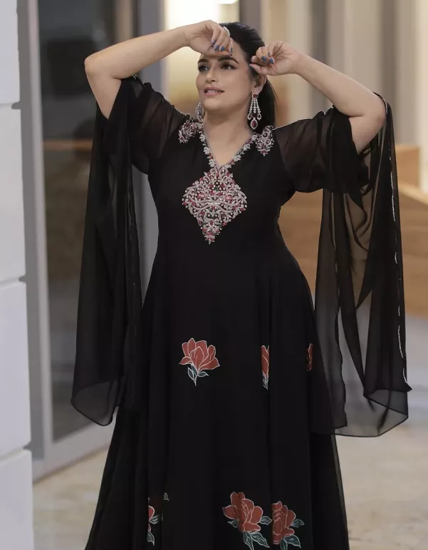 Black Handpainted & Handworked Dress