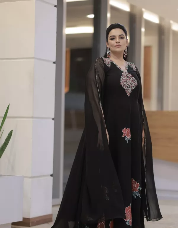 Black Handpainted & Handworked Dress