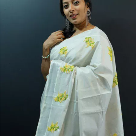 Hand-Embroidered Kerala Saree