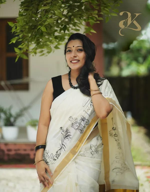 Mermaid Digital Printed Kerala Saree