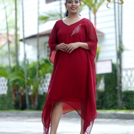 maroon georgette kaftan