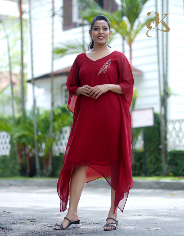 maroon georgette kaftan
