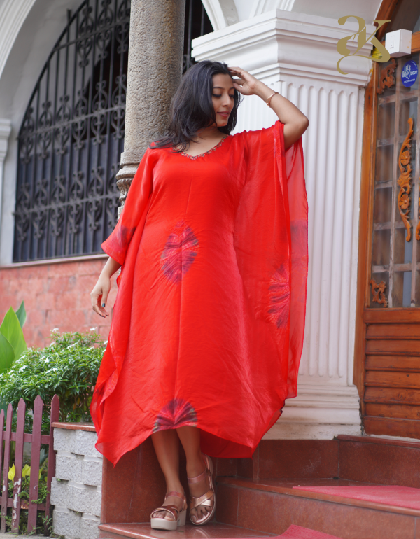 Beautiful Red Fendy Kaftan – Premium Designer Wear - Image 3