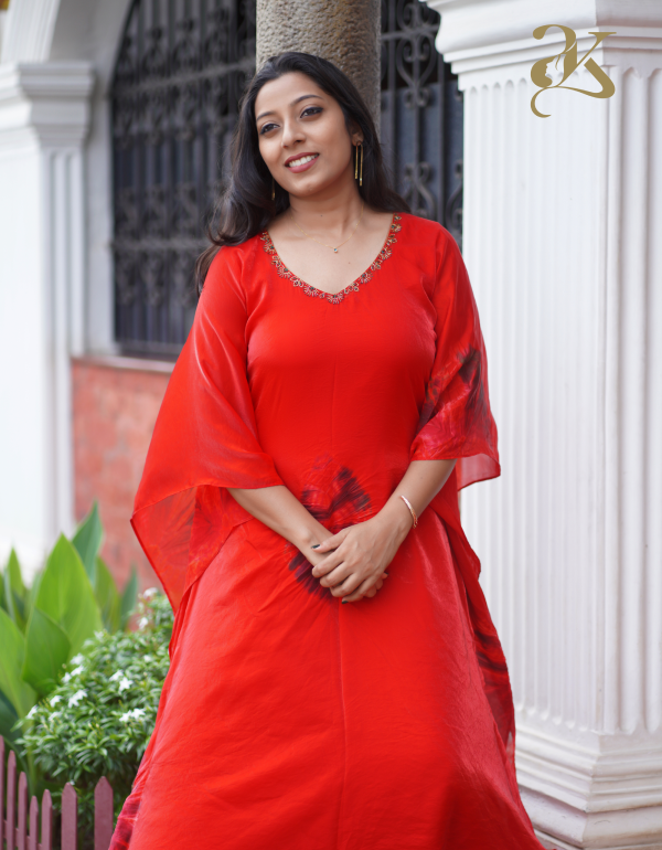 Beautiful Red Fendy Kaftan – Premium Designer Wear - Image 2